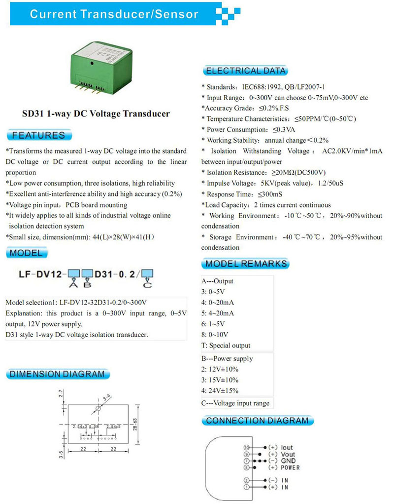 SD31 1-way DC Voltage Transducers